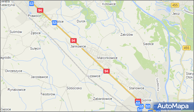 mapa Marcinkowice gmina Oława, Marcinkowice gmina Oława na mapie Targeo