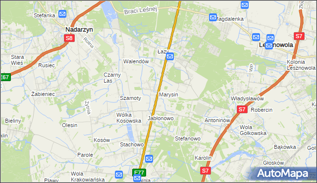 mapa Marysin gmina Lesznowola, Marysin gmina Lesznowola na mapie Targeo