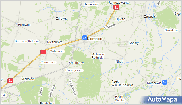 mapa Michałów gmina Kłomnice, Michałów gmina Kłomnice na mapie Targeo