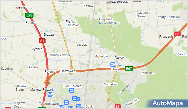 mapa Michałów gmina Moszczenica, Michałów gmina Moszczenica na mapie Targeo