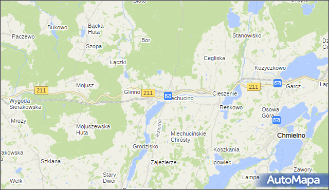 mapa Miechucino, Miechucino na mapie Targeo