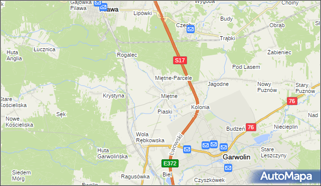 mapa Miętne, Miętne na mapie Targeo