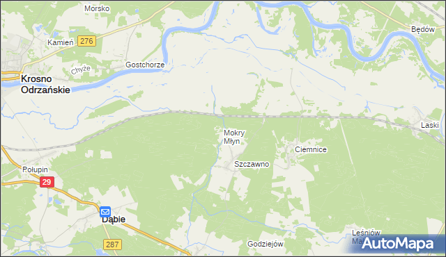 mapa Mokry Młyn, Mokry Młyn na mapie Targeo