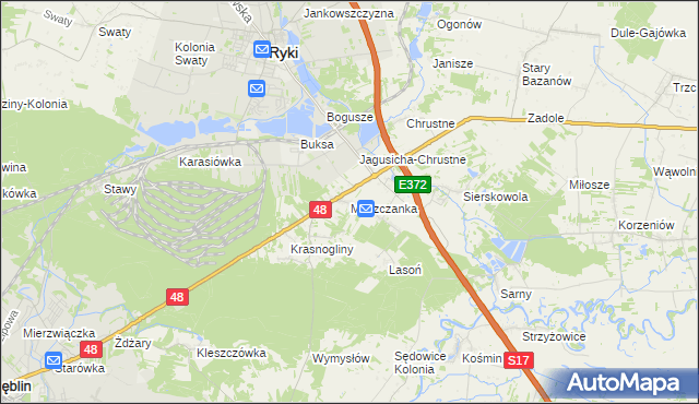 mapa Moszczanka gmina Ryki, Moszczanka gmina Ryki na mapie Targeo