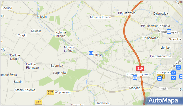 mapa Motycz, Motycz na mapie Targeo