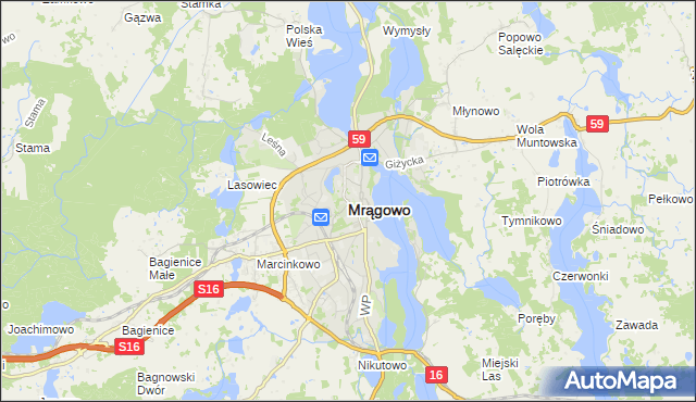 mapa Mrągowo, Mrągowo na mapie Targeo