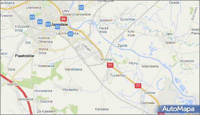 mapa Munina, Munina na mapie Targeo