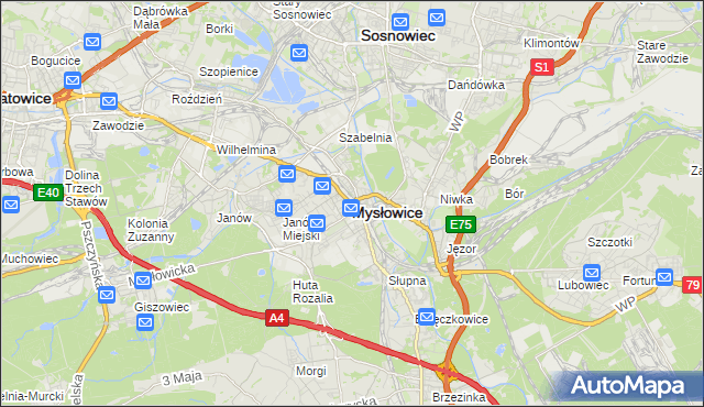 mapa Mysłowice, Mysłowice na mapie Targeo