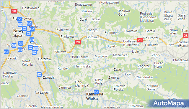 mapa Mystków, Mystków na mapie Targeo