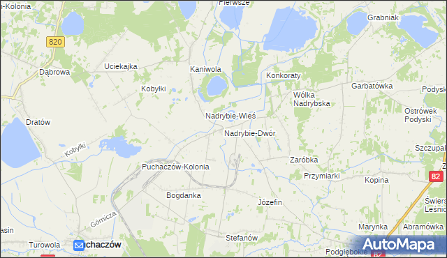 mapa Nadrybie-Dwór, Nadrybie-Dwór na mapie Targeo