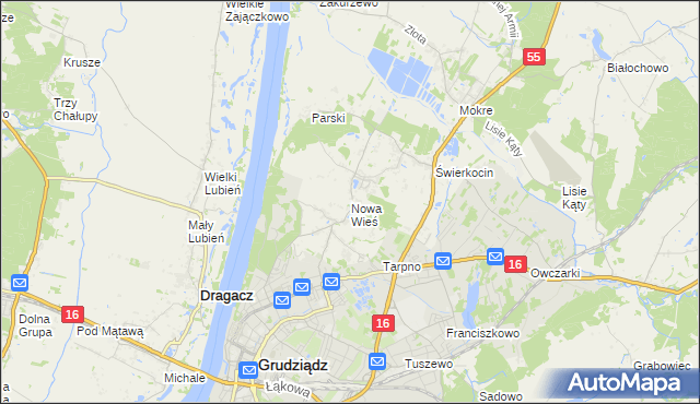 mapa Nowa Wieś gmina Grudziądz, Nowa Wieś gmina Grudziądz na mapie Targeo