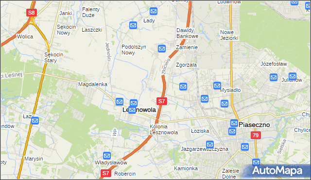 mapa Nowa Wola gmina Lesznowola, Nowa Wola gmina Lesznowola na mapie Targeo