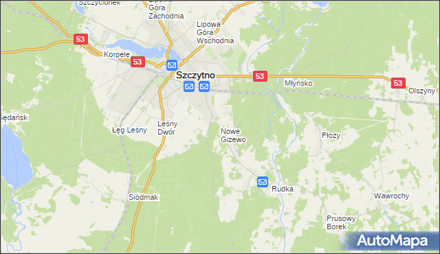 mapa Nowe Gizewo, Nowe Gizewo na mapie Targeo