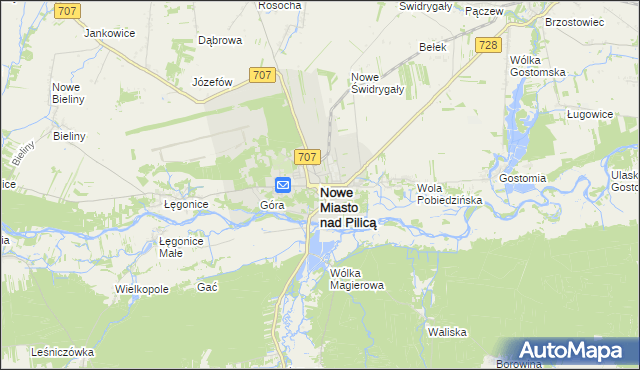 mapa Nowe Miasto nad Pilicą, Nowe Miasto nad Pilicą na mapie Targeo