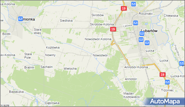 mapa Nowodwór gmina Lubartów, Nowodwór gmina Lubartów na mapie Targeo