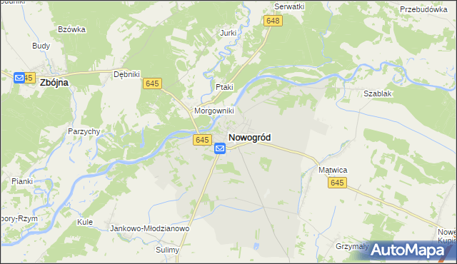 mapa Nowogród powiat łomżyński, Nowogród powiat łomżyński na mapie Targeo