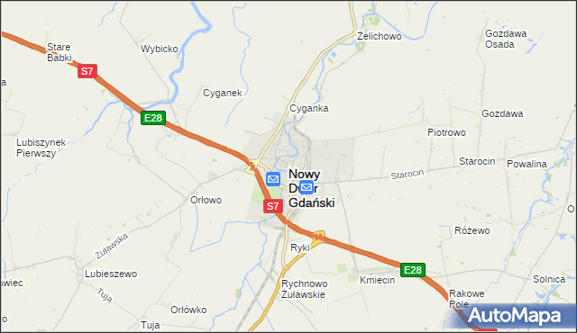 mapa Nowy Dwór Gdański, Nowy Dwór Gdański na mapie Targeo