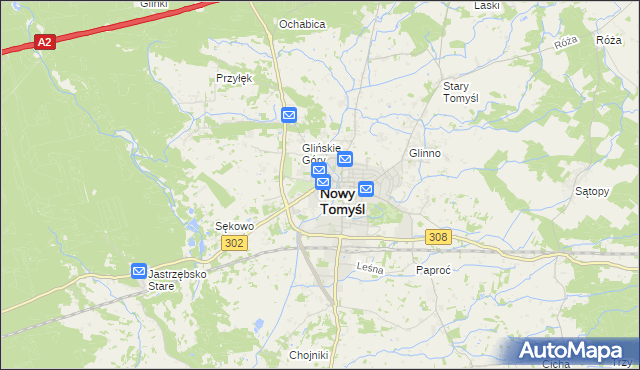 mapa Nowy Tomyśl, Nowy Tomyśl na mapie Targeo