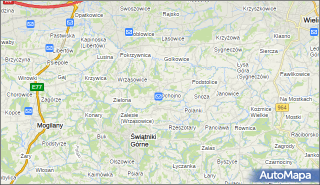 mapa Ochojno, Ochojno na mapie Targeo