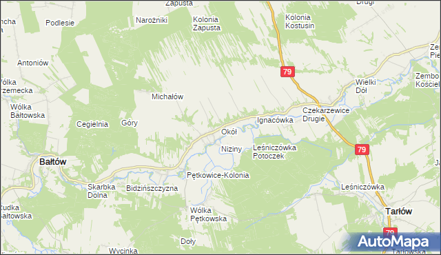 mapa Okół gmina Bałtów, Okół gmina Bałtów na mapie Targeo