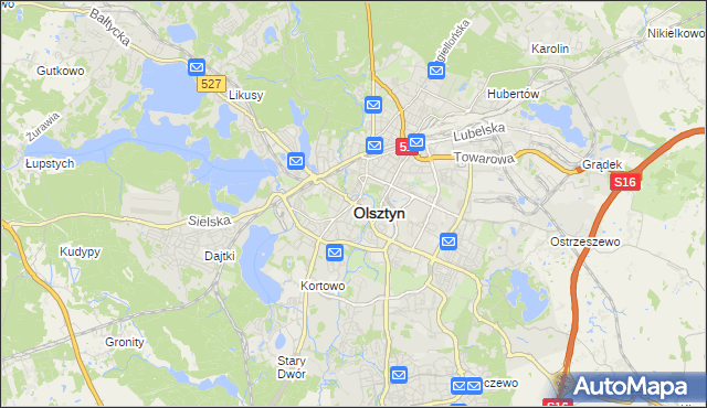 mapa Olsztyna, Olsztyn na mapie Targeo