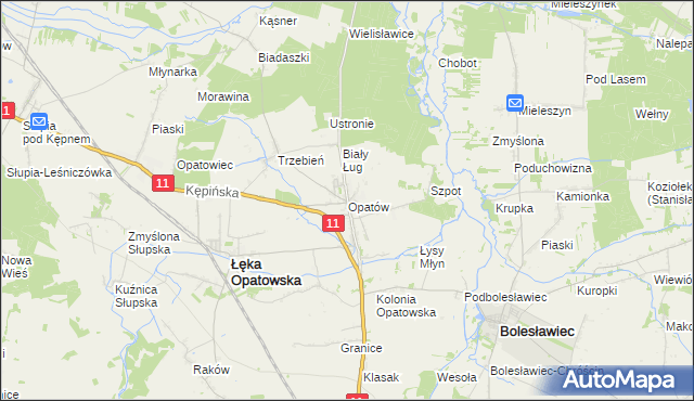 mapa Opatów gmina Łęka Opatowska, Opatów gmina Łęka Opatowska na mapie Targeo
