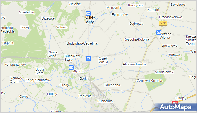 mapa Osiek Wielki gmina Osiek Mały, Osiek Wielki gmina Osiek Mały na mapie Targeo