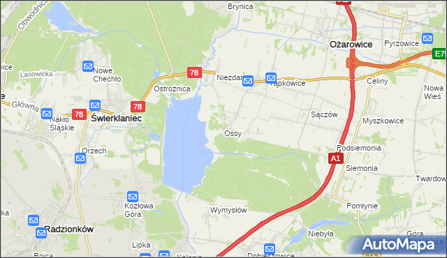 mapa Ossy, Ossy na mapie Targeo