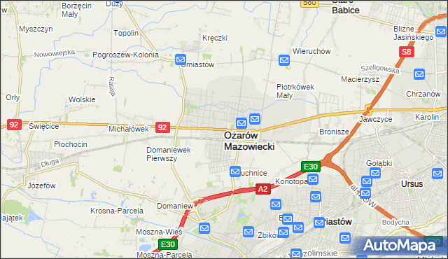 mapa Ożarów Mazowiecki, Ożarów Mazowiecki na mapie Targeo