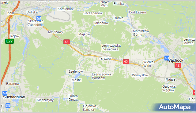 mapa Parszów, Parszów na mapie Targeo