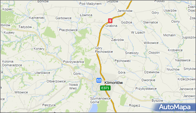 mapa Pęchów, Pęchów na mapie Targeo