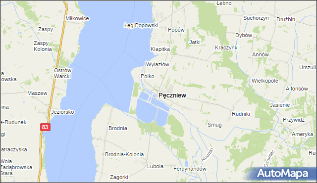 mapa Pęczniew, Pęczniew na mapie Targeo