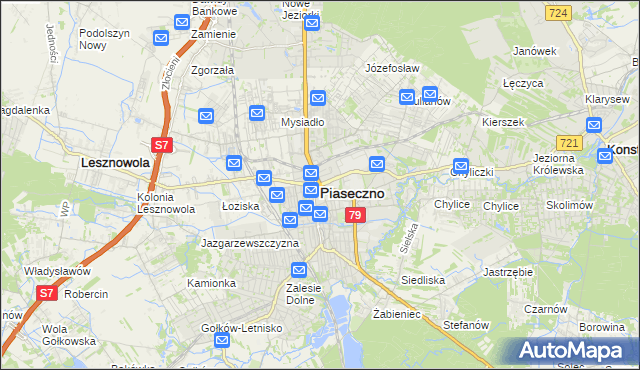 mapa Piaseczno, Piaseczno na mapie Targeo