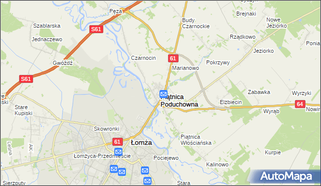 mapa Piątnica Poduchowna, Piątnica Poduchowna na mapie Targeo