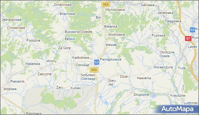 mapa Pieniążkowice, Pieniążkowice na mapie Targeo