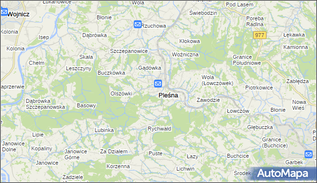 mapa Pleśna powiat tarnowski, Pleśna powiat tarnowski na mapie Targeo