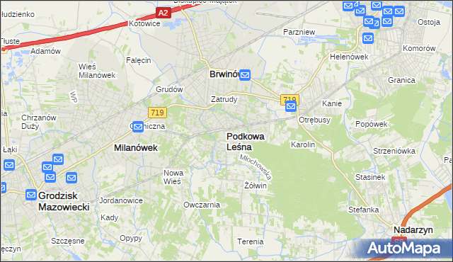mapa Podkowa Leśna, Podkowa Leśna na mapie Targeo