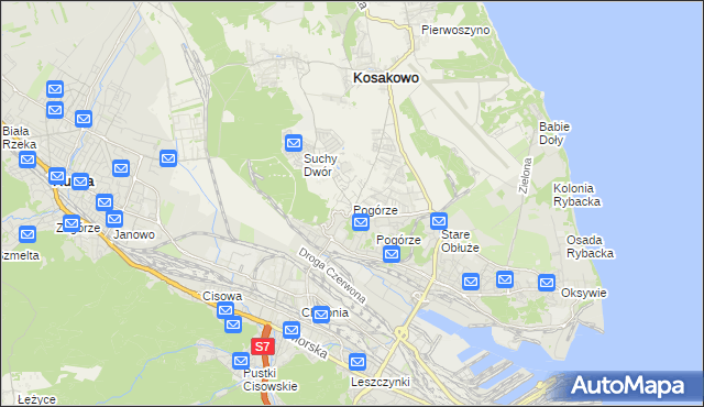 mapa Pogórze gmina Kosakowo, Pogórze gmina Kosakowo na mapie Targeo
