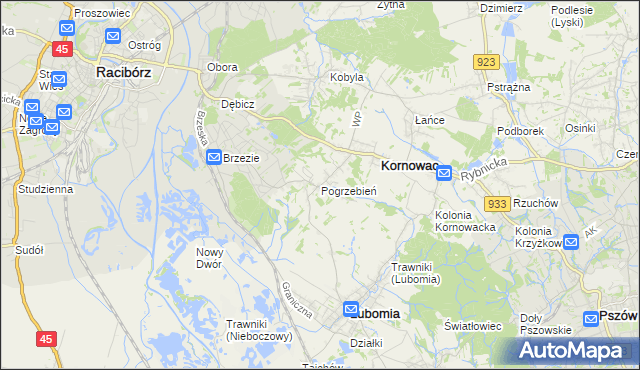 mapa Pogrzebień, Pogrzebień na mapie Targeo