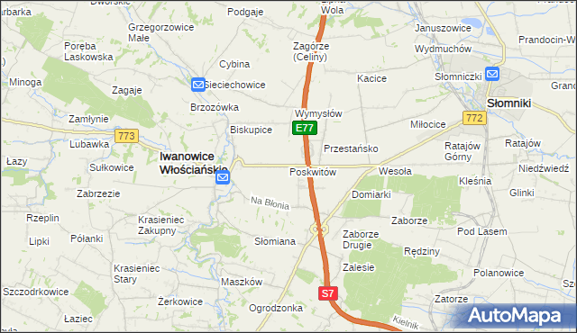 mapa Poskwitów, Poskwitów na mapie Targeo