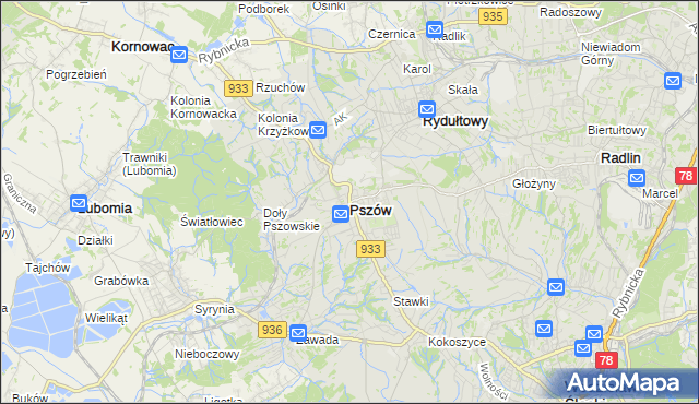 mapa Pszów, Pszów na mapie Targeo