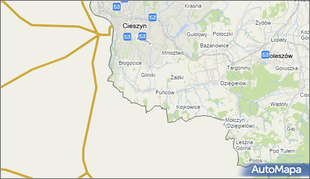 mapa Puńców, Puńców na mapie Targeo
