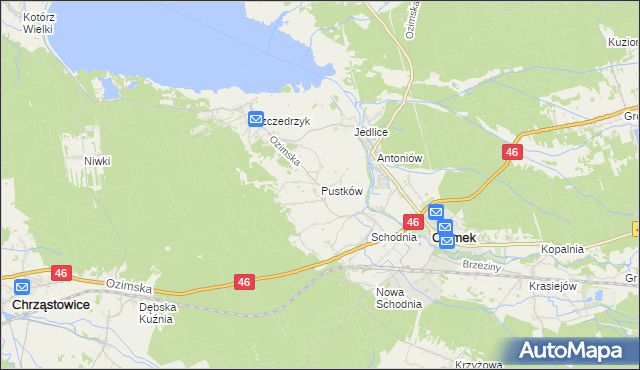 mapa Pustków gmina Ozimek, Pustków gmina Ozimek na mapie Targeo