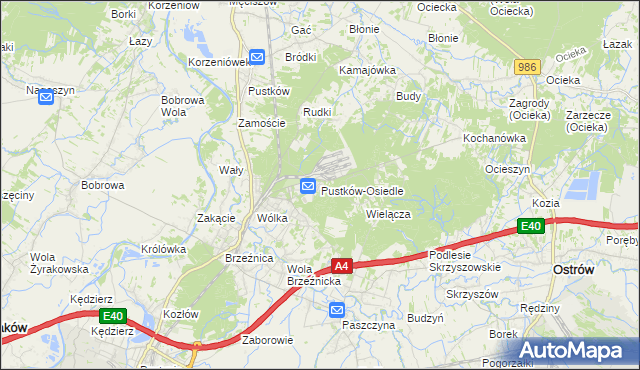 mapa Pustków-Osiedle, Pustków-Osiedle na mapie Targeo