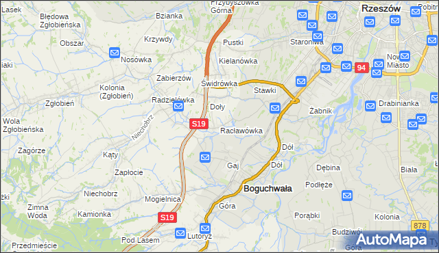 mapa Racławówka, Racławówka na mapie Targeo