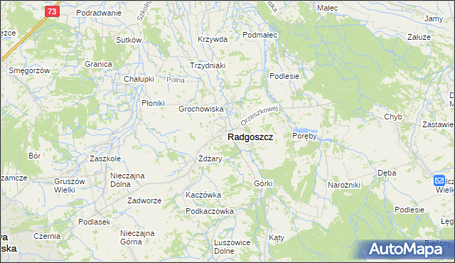 mapa Radgoszcz powiat dąbrowski, Radgoszcz powiat dąbrowski na mapie Targeo