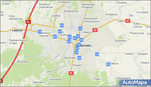 mapa Radomsko, Radomsko na mapie Targeo