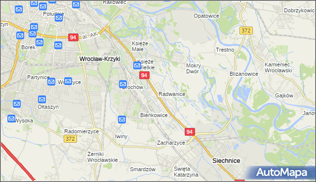 mapa Radwanice gmina Siechnice, Radwanice gmina Siechnice na mapie Targeo