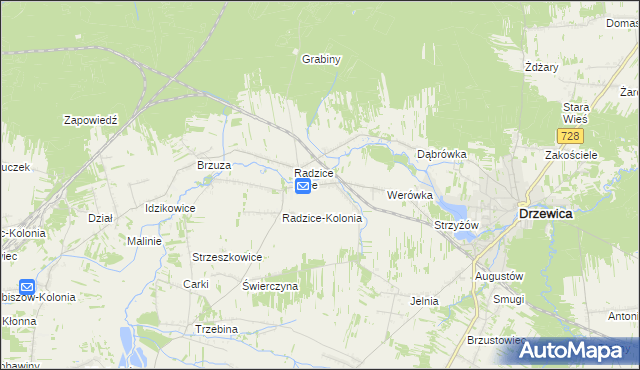 mapa Radzice Duże, Radzice Duże na mapie Targeo