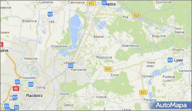 mapa Raszczyce, Raszczyce na mapie Targeo